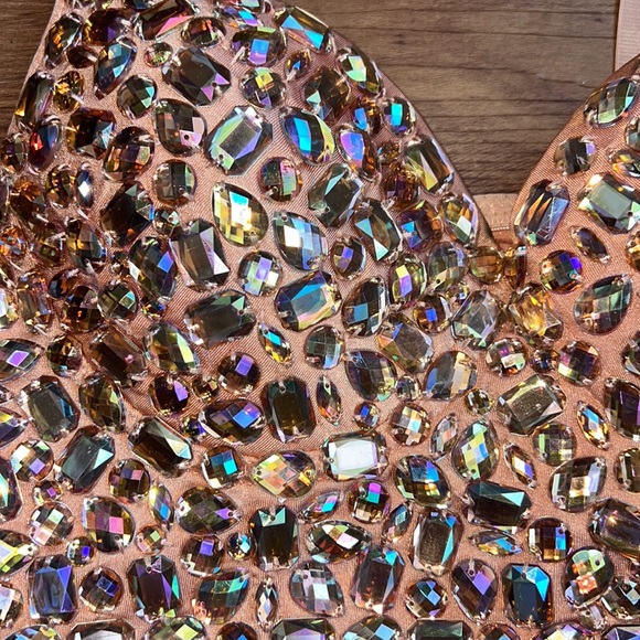 Rose Gold Rhinestone Corset Crop Top - Picture 3 of 8